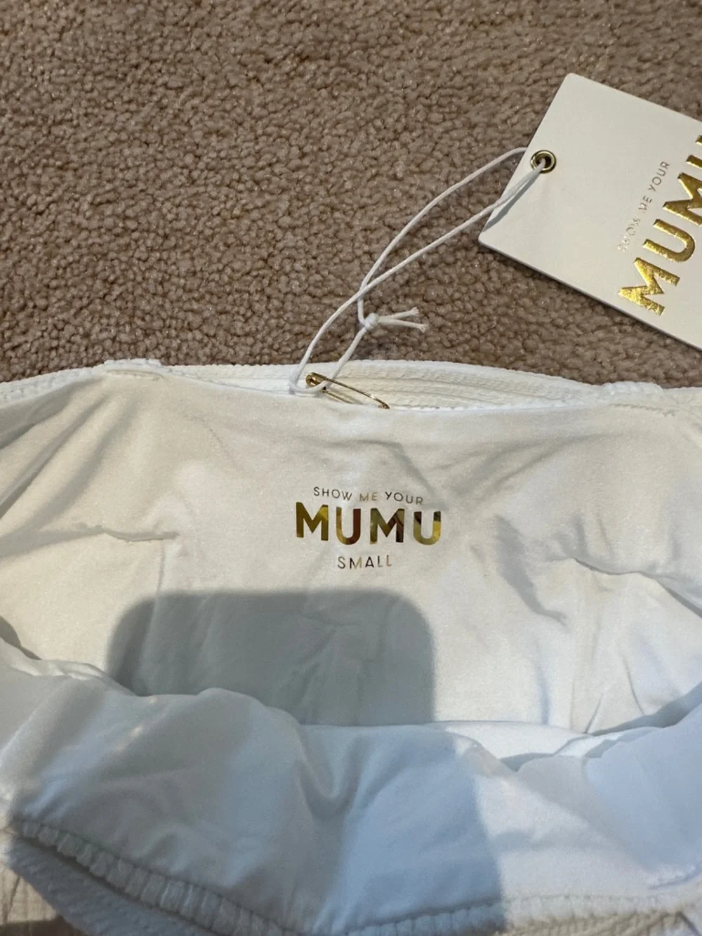Show Me Your MuMu White Ribbed Tank with Gold Logo - Picture 5 of 7